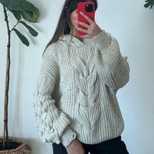 Wildfox Oversized Knit Sweater in Cream